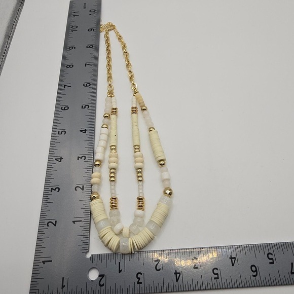 Time and Tru Multistrand Necklace White Beaded Gold Tone Coastal Beach Jewelry - Picture 7 of 8